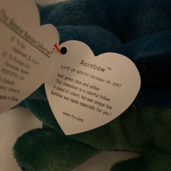 Rainbow the Chameleon Ty Beanie Baby Babies 1997 stuffed animal vintage 90s - Picture 7 of 13